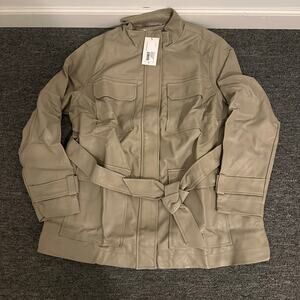 A New Day Anorak Jacket Full Zip Snap Weather Resistant Faux Leather Size X